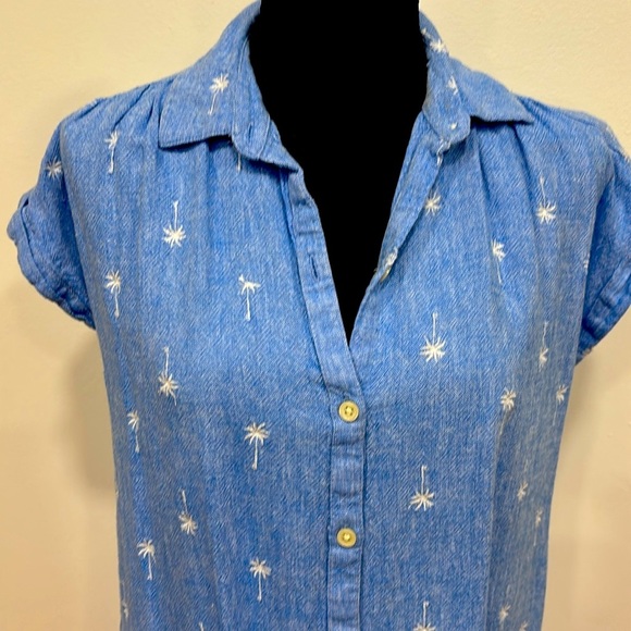 Adorable Old Navy chambray shirt dress petite small. Palm trees! - Picture 2 of 3